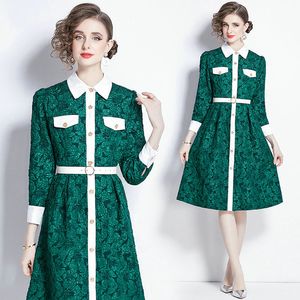 Boutique femmes robe Jacquard robe à manches longues 2024 printemps automne robes haut de gamme tempérament dame robes OL robes de piste