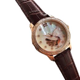 Boutique dameshorloge 32 mm mechanische beweging 316 roestvrijstalen schelpleer met hoogsterkte glazen spiegel mode persoonlijkheid met doos diamant horloges aaa