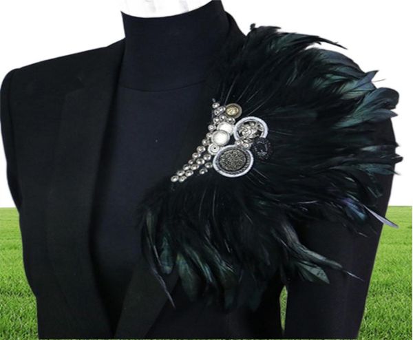 Boutonniere Clips Collar Brooch Pin de mariage Bussiness Suite Banquet Broche Black Feather Anchor Flower Corsage Party Bar Singer LJ9150726