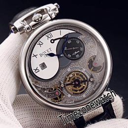 Bovet 1822 Tourbillon Amadeo Fleurie Automatisch skelet herenhorloge Stalen kast Witte wijzerplaat Romeinse markeringen Zwart leer Timezonewatch248P