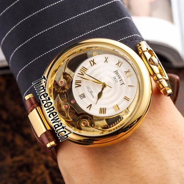 Bovet Amadeo Fleurier Grandes Complications Virtuose Squelette Automatique Date Or Jaune Cadran Or Montre Homme Cuir Marron Timezone306g