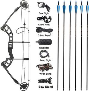 Bow Arrow 1 ensemble Junxing M125 arc composé tir à l'arc noir Aviation aluminium avec 30-60lbs poids de traction réglable arc de chasse grande puissance YQ240301