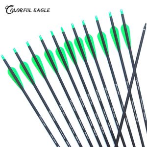 Carbon Arrows 28/30/31 Inch Spine 500 with Replaceable Tips, OD 7.6mm for Compound & Recurve Bow Hunting