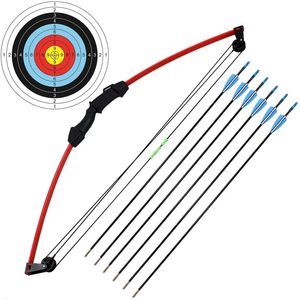 Bow Arrow 35 inch Junior Compound Pijl en Boog Boogschieten Set Sport Spel Jacht Speelgoed Cadeauset met 6 pijlen 18Lb voor kinderen Kinderen Tieners Jeugd YQ240301