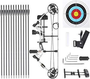 Boog Pijl Boogschieten Compound Boog Set 31 Carbon Pijl 20-70lbs Verstelbare Katrol Boog 340FPS Pijlsnelheid Voor Outdoor Jacht Schieten yq240327