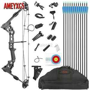 Bow Arrow JUNXING Juego de arco y flecha compuesto Tiro con arco 20-70 lbs Mano izquierda/derecha ajustable 80% Let-off Adulto Tiro al aire libre Arco de caza yq240327