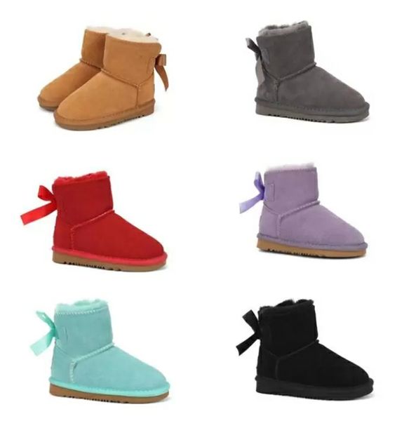 Bow bébé garçons filles enfants bottes de neige doux confortable en peau de mouton en peluche garder au chaud bottes beaux cadeaux d'anniversaire de noël transbordement gratuit