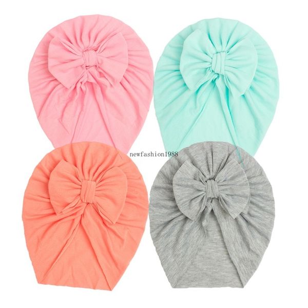 Bonnet à nœud pour bébés filles, couvre-chef en coton pour nourrissons, calotte solide, petit nœud papillon, chapeau en coton doux, accessoires pour nouveau-né