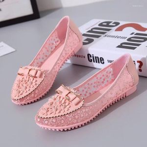 Bow Diamond Sandalen Flower Pu Mesh ing Flat Fashion Dames Casual Shoes 2024 For Women Zapato 4199