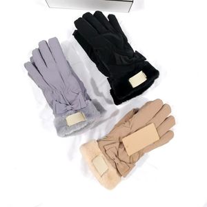 Gants d'arc Gants de créateur Gants pour femmes Gants chauds à cinq doigts Gants d'hiver coupe-vent pour femmes Gants en polaire et épais pour femmes Cinq doigts