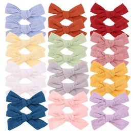 Pinces à cheveux avec nœud pour filles, bébés enfants, barrettes de couleur unie, épingles à cheveux en tissu de princesse, tondeuses à nœud papillon pour enfants, accessoires pour cheveux