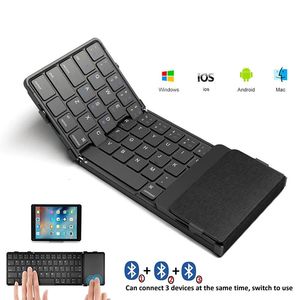 Clavier pliant sans fil hébreu / coréen / russe avec clavier Bluetooth pliable rechargeable pavé tactile pour tablette iPad 240419