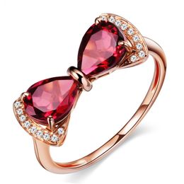 Schleife Knoten Zirkonia Ring Finger Schmetterling Ringe Frauen Mädchen Modeschmuck Roségold Ringe