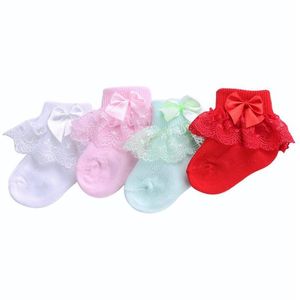 Bow Lace Baby Socks Pasgeboren katoenen babymeisjes sok schattige peuter sokken prinses stijl baby accessoires