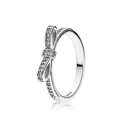 Boog ringen vrouwen met originele doos s925 sterling zilver voor pandora prinses wens verjaardagscadeau kerst cz diamant bruiloft verjaardag cadeaus sieraden r019