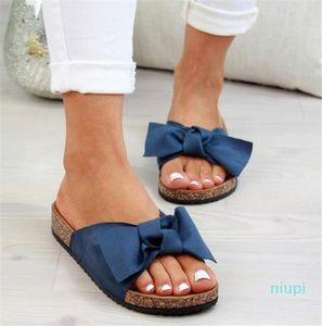 Zapatillas con lazo para mujer, sandalias torridez de verano, chanclas de lino para interiores y exteriores, zapatos de playa a la moda para mujer 2022