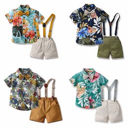 Vlinderdas Baby Kinderkleding Sets Shirts Broeken Heren Jongens Peuters Gestreept Casual T-shirts met lange mouwen Bretels Overalls Jeugd Kinderoutfit maat N1O6#