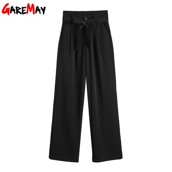 Noeud papillon ceinture décontracté en mousseline de soie pantalon femme été OL pour femmes taille haute pantalon femmes élégant pantalon femme 210428