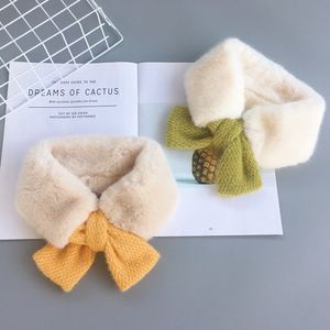 Noeud papillon hiver bébé fourrure écharpe enfants écharpes fausse fourrure de lapin cache-cou enfants écharpe boule de fourrure filles garçons Bufanda Bebe