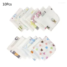 Bow Ties 10pcs Baby Wash3Cloth Set Cartoon Double couche Gauze Fabil Totton Burp Tissu