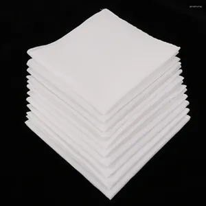 Boogbladen 10 stks katoen witte zakdoeken vierkant super zacht wasbare wastafel hanky borst handdoek pocket diy accessoires 28x28cm