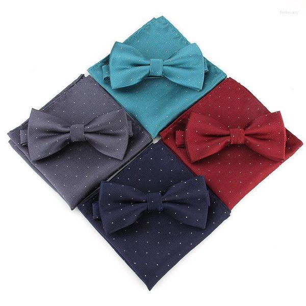 Noeuds papillon 10 Pcs/Lot bleu hommes à pois cravate poche carrés ensembles hommes pré-attaché noeud papillon mouchoirs ensemble noeuds papillon rouges B018