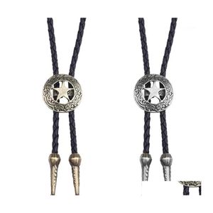 Boogbladen 10 stks/lot kraag touw uniek pentagram sterrenpatroon bolo stropdas heren juweeltje voor mannen ketting accessoires bruiloft stroptie1 drop de dhiot