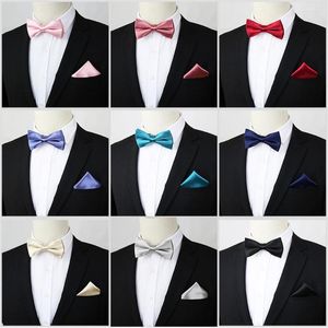 Boogbladen 10 stks/kavel vaste pre-gebonden stropdas mannen bowtie heren veilige tie en pocket square bruiloft boogschaduw zakdoek set b093