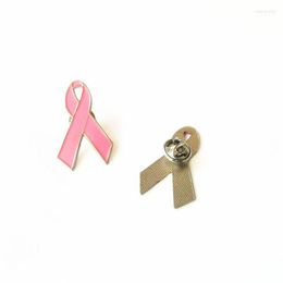 Boogbladen 10 stks/set dames sieraden email roze lint broche pins overlevende bewustzijn hopen revers knoppen badges enek22