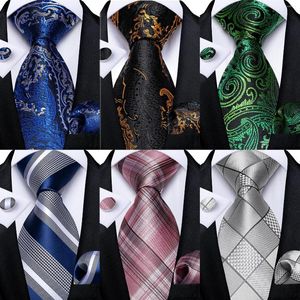 Noeuds papillon 160 cm longueur hommes cravate en soie ensemble mouchoir boutons de manchette accessoires de fête de mariage cou cadeau pour hommes en gros DiBanGu