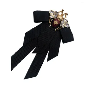 Nœuds papillons 1pc broche d'abeille rétro pré-nouée épingle à cravate accessoire de vêtements (noir)