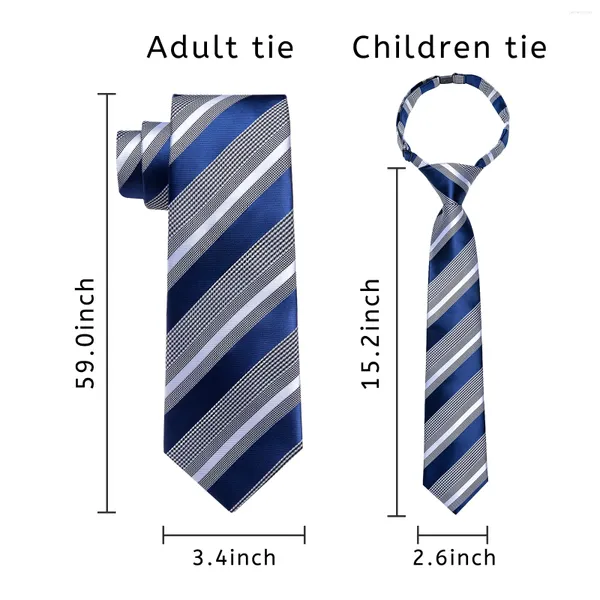 Bow Ties 2 pièces Parent Child Tie Set rayé Solid Blue Black Blanc White Coldie pour Père et fils Mariage Prom Accessoires d'uniformes d'uniformes