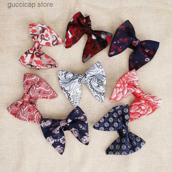 Bow Lays 2019 Hot Sale Mens Fashion Big Suits Red Navy Bow Ties for Man Wedding Designer Paisley Floral Woven Bowknot Butterfly Tie Y240329