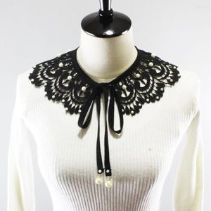 Bow Ties 2022 Zwarte holle nepkoorden voor dames shirt blouse afneembare kraag nek sjaal wrap valse dames trui jurk decor