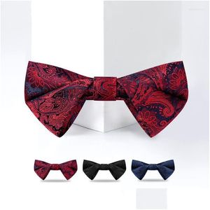 Nœuds papillon 2022 Designer Marque Rétro Bowtie Pour Hommes Style Italien Groom Party Papillon Cravate Polyester Soie Deux Couche Cadeau Boîte Drop Deliv Otfer