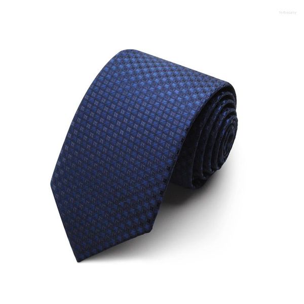 Cravates d'arc 2022 Mode Blue Plaid Jacquard Weave pour hommes 7cm Cravate standard Cravate de mariage Business pour hommes avec boîte-cadeau de cravate