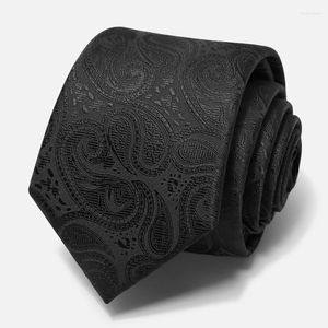 Bow Ties 2022 Hoogwaardige zakelijke stropdas voor mannen Koreaanse stijl Dress Suit stroping Black Paisley 7cm brede heren feestwerk Giftbox