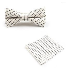 Bow Ties 2022 hommes à coude à couset set papillon de poche de poche Stripe Plaid Plaid Cotton Party Party Gift Business