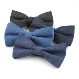 Bow Ties 2022 Hombres Blue Cotton Tie Denim Bowtie para las mujeres Accesorios de la camisa Vestido de novia Gravata Borboleta Logotipo personalizado