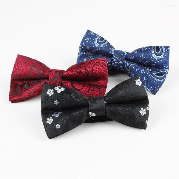 Pajaritas 2022 Corbata para hombres Flor de anacardo Vestido de poliéster Bowtie Hombres Tuxedo Novio Boda Bowknot Cravat Logotipo personalizado