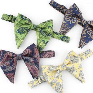 Cravates d'arc 2022 Paisley Bowtie Polyester tissé mariage marié double couches grand papillon cravate pour hommes cadeau de fête logo personnalisé