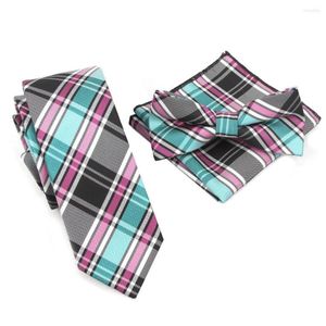 Bow Ties 2022 Slim Tie Plaid Set bowtie zakdoek pochet vierkant stropdas 21 kleuren