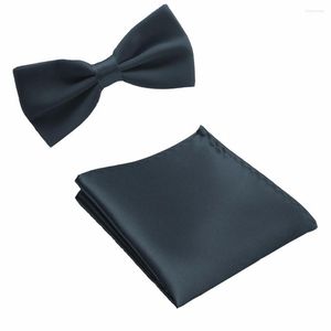 Bow Ties 2022 Solid Color Tie Set Picket Square for Men Handkerchief Wedding Bowtie