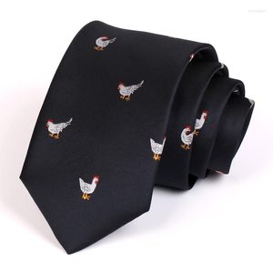 Noeuds papillon 2023 marque 7CM poulets imprimer cravate pour hommes costume d'affaires travail cravate haute qualité mode formel cou mâle noir