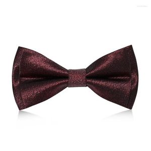 Bow Ties 2023 Brand Fashion Men's Double Fabric Dark Red Bright Silk Twill Bowtie Banquet Party Butterfly Tie met geschenkdoos