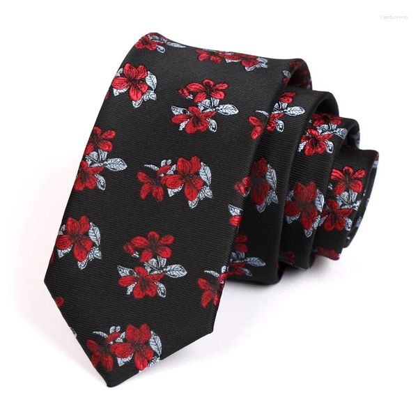 Bow Ties 2023 Design Men's Men's 5,5 cm Skinny Tie Fashion Casaul Neck for Men Business Suit Neckties Floral Imprimerie mince cadeau