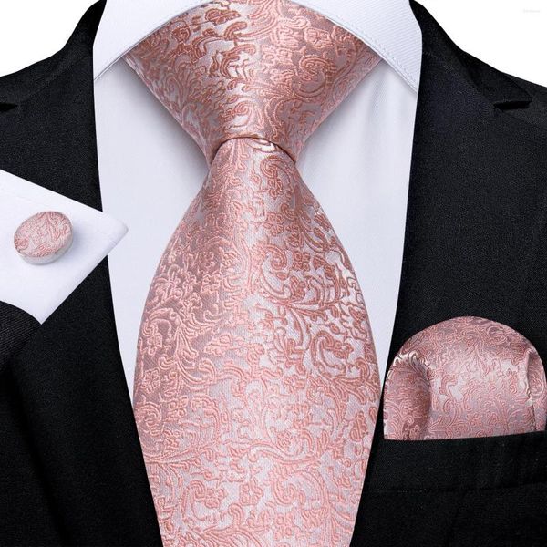 Pajaritas 2023 marca de moda rosa Floral sólido para hombres boda fiesta corbata conjunto pañuelo gemelos regalo al por mayor