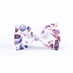 Cravates d'arc 2023 Mode Cravate pour hommes de haute qualité Couleur blanche Plume Imprimer Bowtie Idéal pour les hommes de mariage de fête