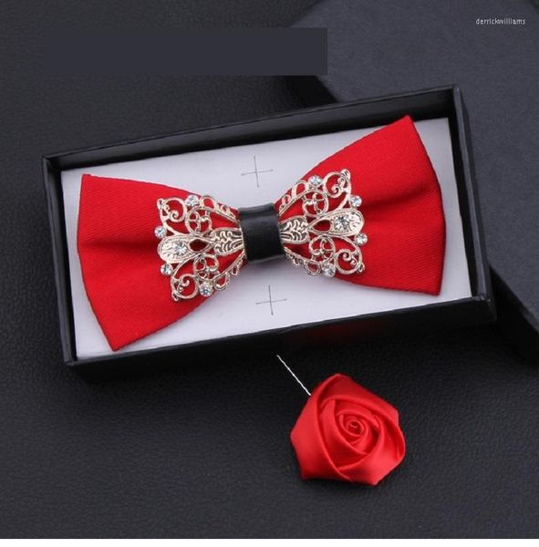 Noeuds papillon 2023 mode hommes mariage Double tissu motif rouge noeud papillon magnifique formel haut de gamme papillon cravate avec boîte-cadeau