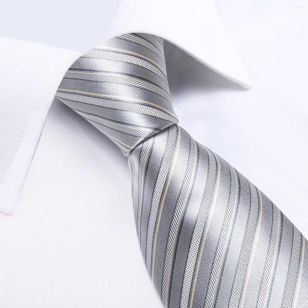 Corbatas de lazo 2023, corbata de boda de seda a rayas plateadas de lujo para hombre, regalo, corbata para hombre, fiesta de negocios, Dropshiping, diseñador de moda